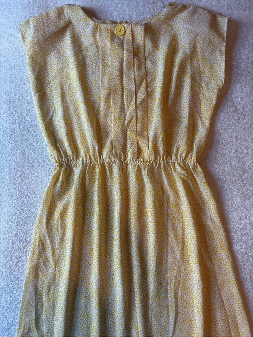 Vintage Sheer Lightweight Summer Midi Dress, Yellow Print. Sz Large